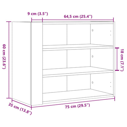 vidaXL Wall Cabinet Black 75x35x60 cm Engineered Wood