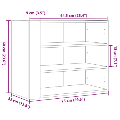 vidaXL Wall Cabinet Brown Oak 75x35x60 cm Engineered Wood