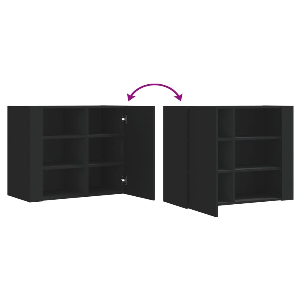 vidaXL Wall Cabinet Black 75x35x60 cm Engineered Wood