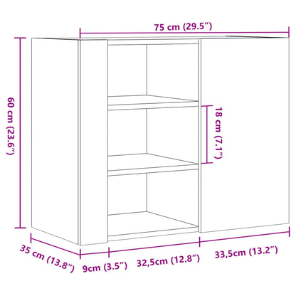 vidaXL Wall Cabinet Brown Oak 75x35x60 cm Engineered Wood