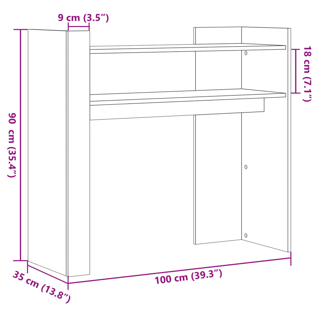 vidaXL Console Table Grey Sonoma 100x35x90 cm Engineered Wood