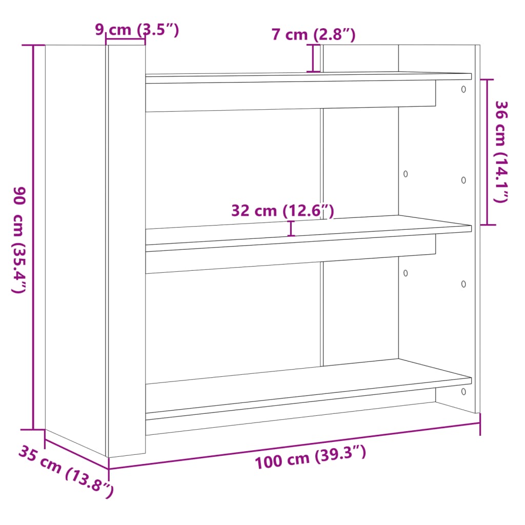 vidaXL Console Table Grey Sonoma 100x35x90 cm Engineered Wood