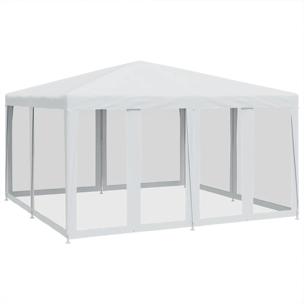 vidaXL Party Tent with 8 Mesh Sidewalls White 4x4 m HDPE