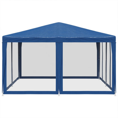 vidaXL Party Tent with 8 Mesh Sidewalls Blue 4x4 m HDPE