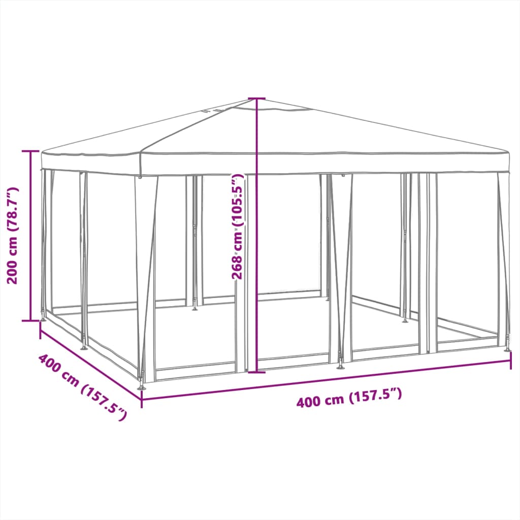 vidaXL Party Tent with 8 Mesh Sidewalls Blue 4x4 m HDPE