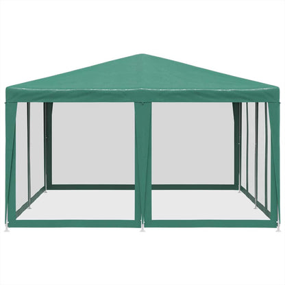 vidaXL Party Tent with 8 Mesh Sidewalls Green 4x4 m HDPE