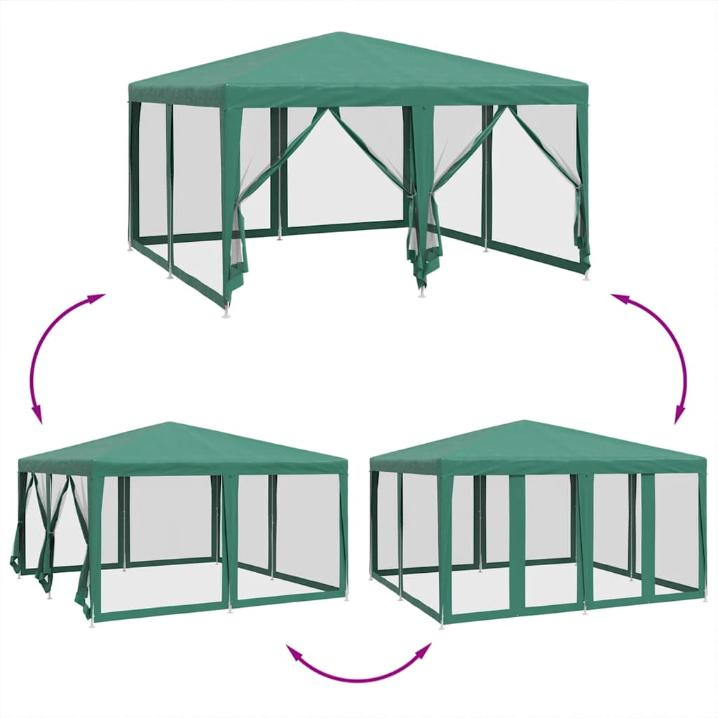 vidaXL Party Tent with 8 Mesh Sidewalls Green 4x4 m HDPE