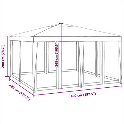vidaXL Party Tent with 8 Mesh Sidewalls Anthracite 4x4 m HDPE