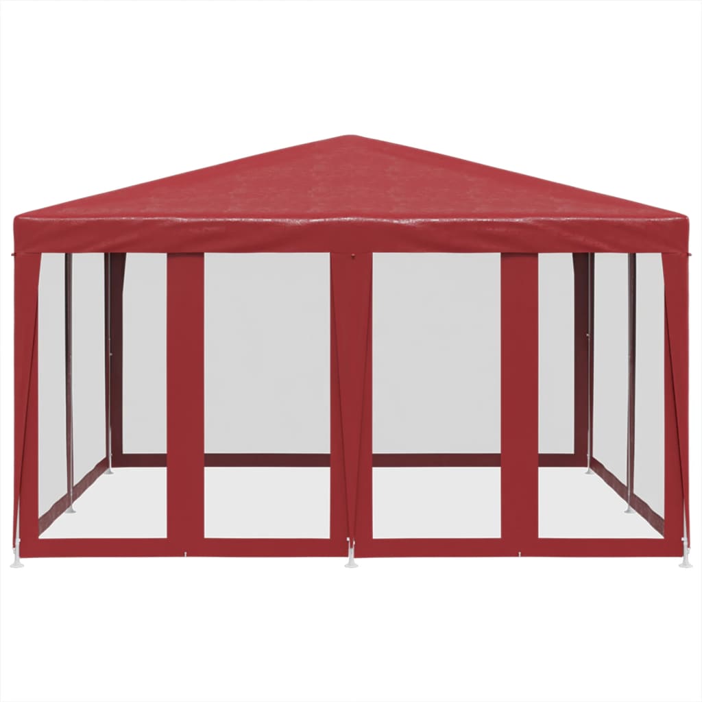 vidaXL Party Tent with 8 Mesh Sidewalls Red 4x4 m HDPE