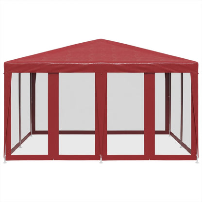 vidaXL Party Tent with 8 Mesh Sidewalls Red 4x4 m HDPE