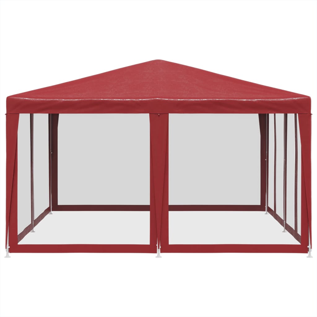 vidaXL Party Tent with 8 Mesh Sidewalls Red 4x4 m HDPE