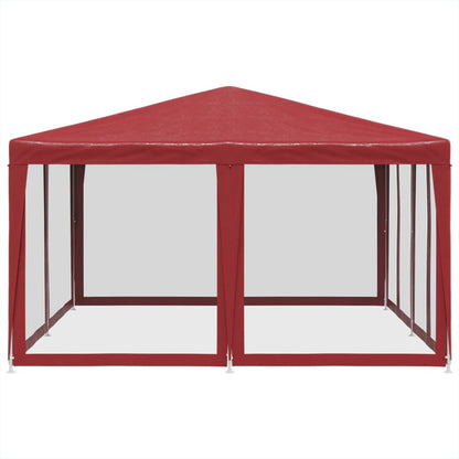vidaXL Party Tent with 8 Mesh Sidewalls Red 4x4 m HDPE
