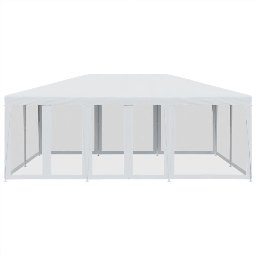 vidaXL Party Tent with 10 Mesh Sidewalls White 6x4 m HDPE