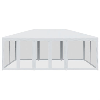 vidaXL Party Tent with 10 Mesh Sidewalls White 6x4 m HDPE