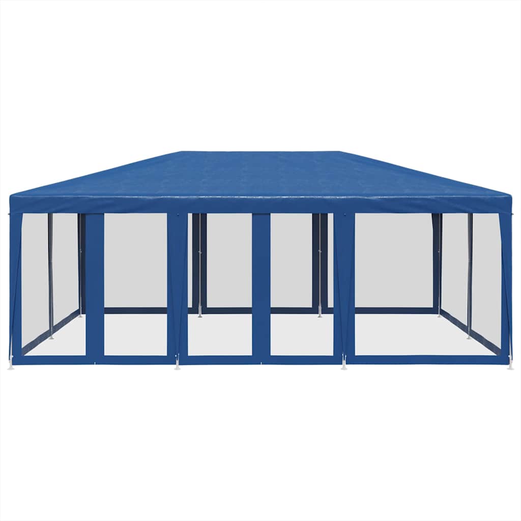 vidaXL Party Tent with 10 Mesh Sidewalls Blue 6x4 m HDPE