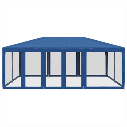 vidaXL Party Tent with 10 Mesh Sidewalls Blue 6x4 m HDPE