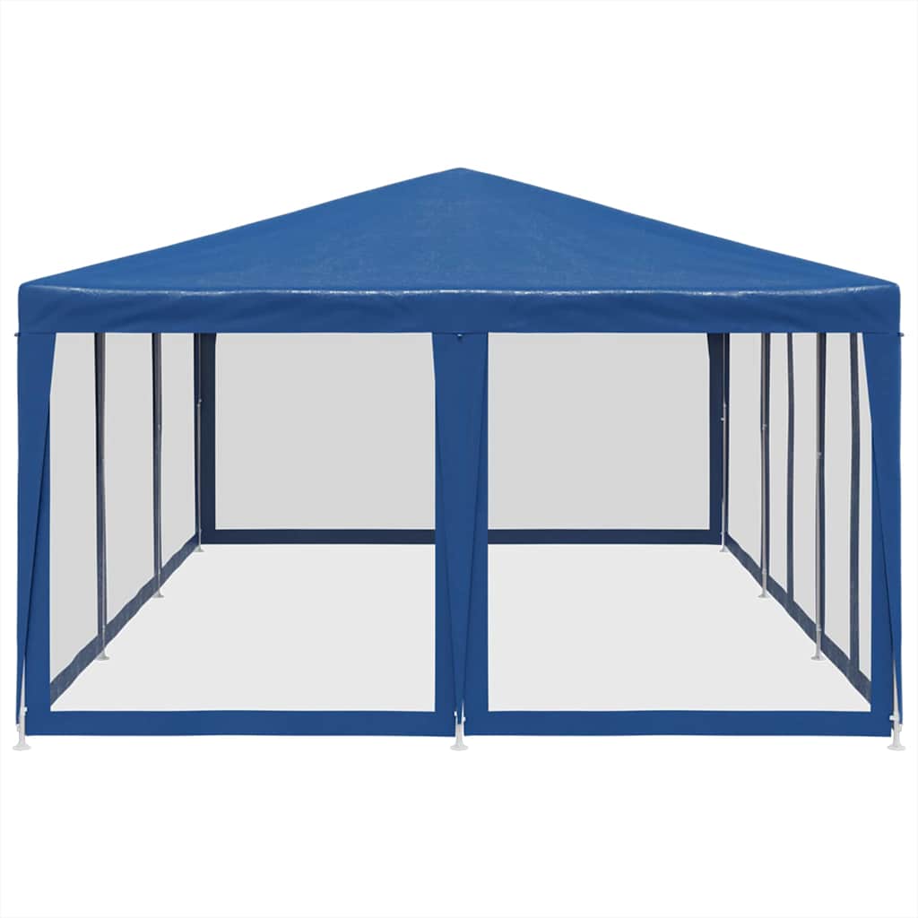 vidaXL Party Tent with 10 Mesh Sidewalls Blue 6x4 m HDPE