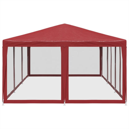 vidaXL Party Tent with 10 Mesh Sidewalls Red 6x4 m HDPE