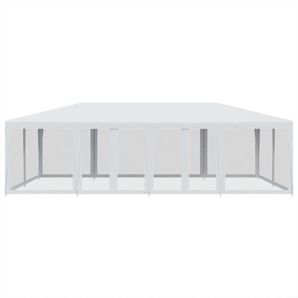 vidaXL Party Tent with 12 Mesh Sidewalls White 8x4 m HDPE