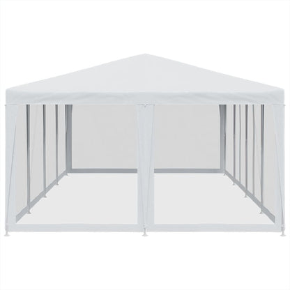 vidaXL Party Tent with 12 Mesh Sidewalls White 8x4 m HDPE