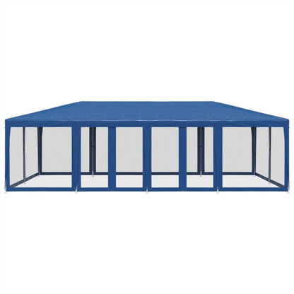 vidaXL Party Tent with 12 Mesh Sidewalls Blue 8x4 m HDPE