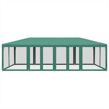 vidaXL Party Tent with 12 Mesh Sidewalls Green 8x4 m HDPE