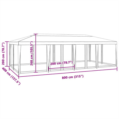 vidaXL Party Tent with 12 Mesh Sidewalls Anthracite 8x4 m HDPE