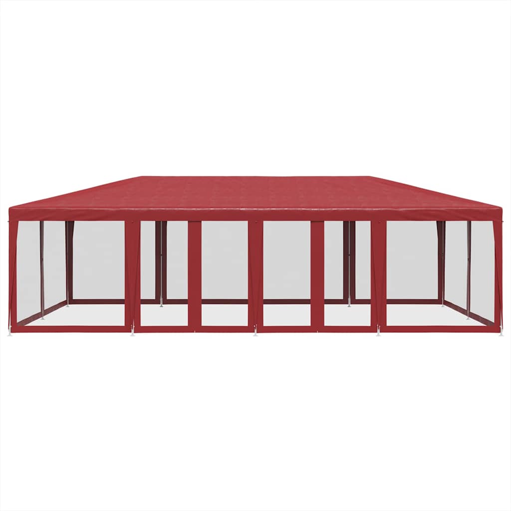 vidaXL Party Tent with 12 Mesh Sidewalls Red 8x4 m HDPE