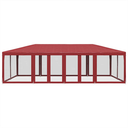 vidaXL Party Tent with 12 Mesh Sidewalls Red 8x4 m HDPE