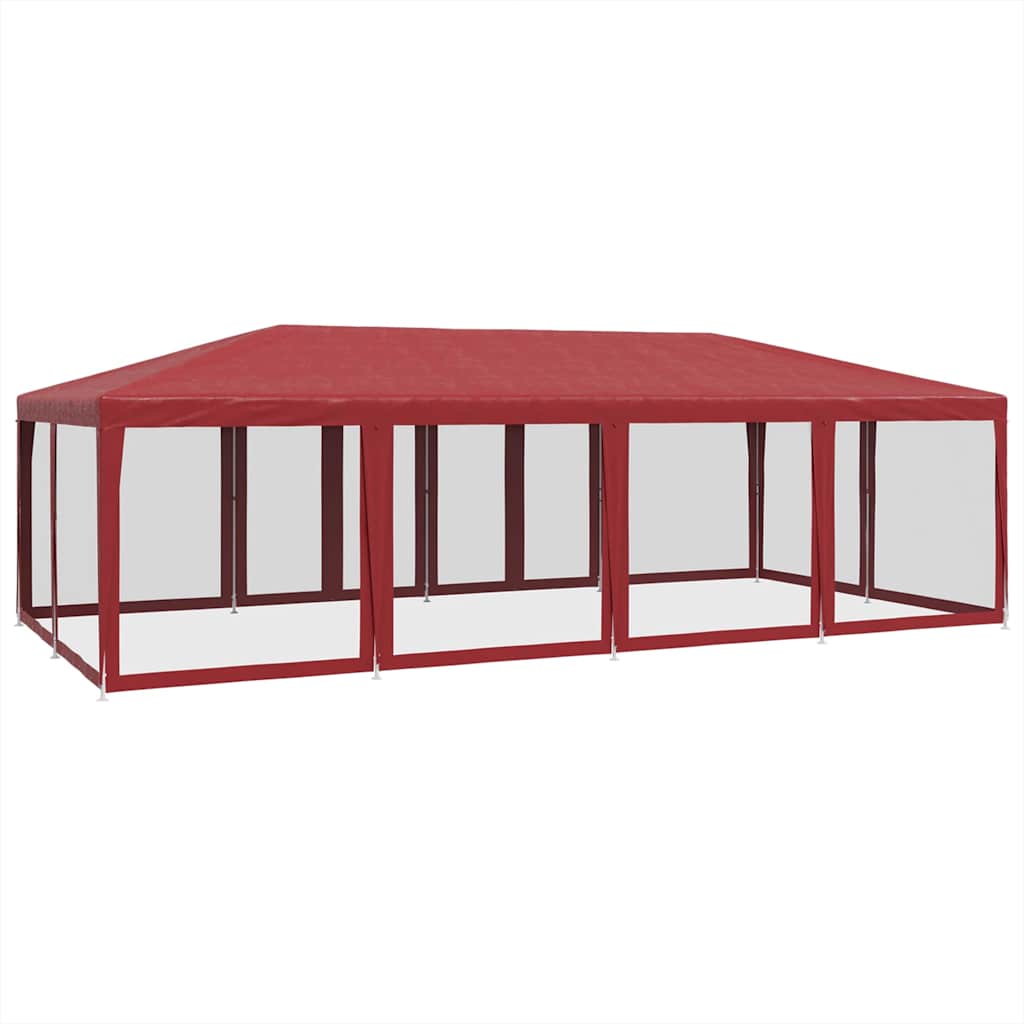 vidaXL Party Tent with 12 Mesh Sidewalls Red 8x4 m HDPE