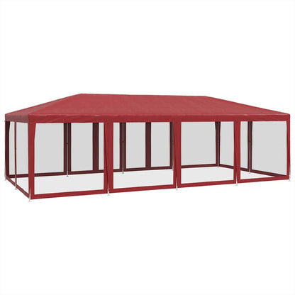 vidaXL Party Tent with 12 Mesh Sidewalls Red 8x4 m HDPE