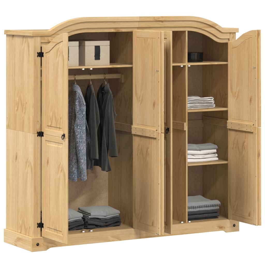 vidaXL Wardrobe "Corona" 194x52x186 cm Solid Wood Pine