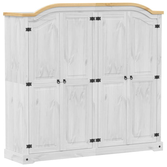 vidaXL Wardrobe "Corona" White 194x52x186 cm Solid Wood Pine