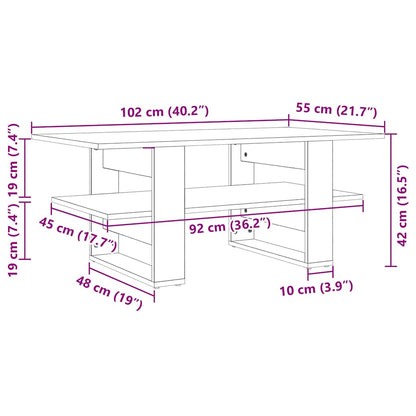 vidaXL Coffee Table Concrete Grey 102x55x42 cm Engineered Wood