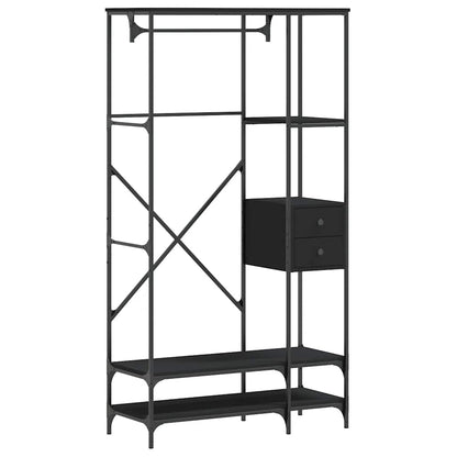 vidaXL Clothes Rack with Shelves Black Engineered Wood