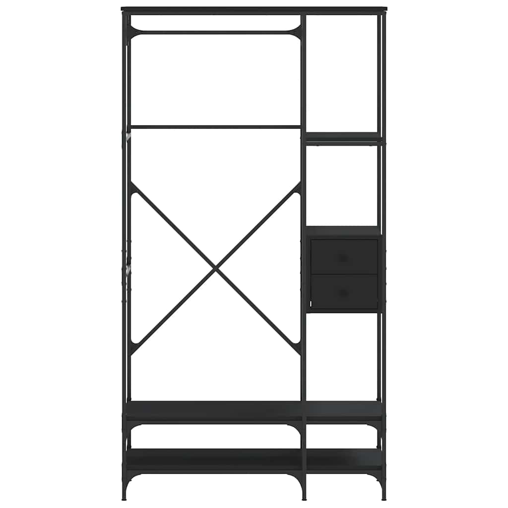 vidaXL Clothes Rack with Shelves Black Engineered Wood