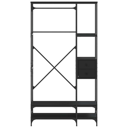 vidaXL Clothes Rack with Shelves Black Engineered Wood
