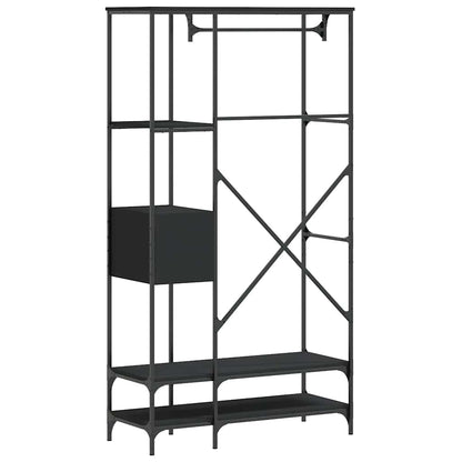 vidaXL Clothes Rack with Shelves Black Engineered Wood