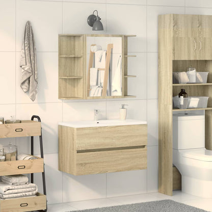 vidaXL Bathroom Mirror Cabinet Sonoma Oak 80x20.5x64cm Engineered Wood