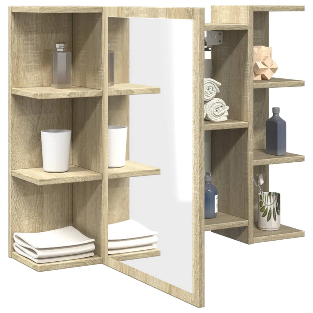 vidaXL Bathroom Mirror Cabinet Sonoma Oak 80x20.5x64cm Engineered Wood
