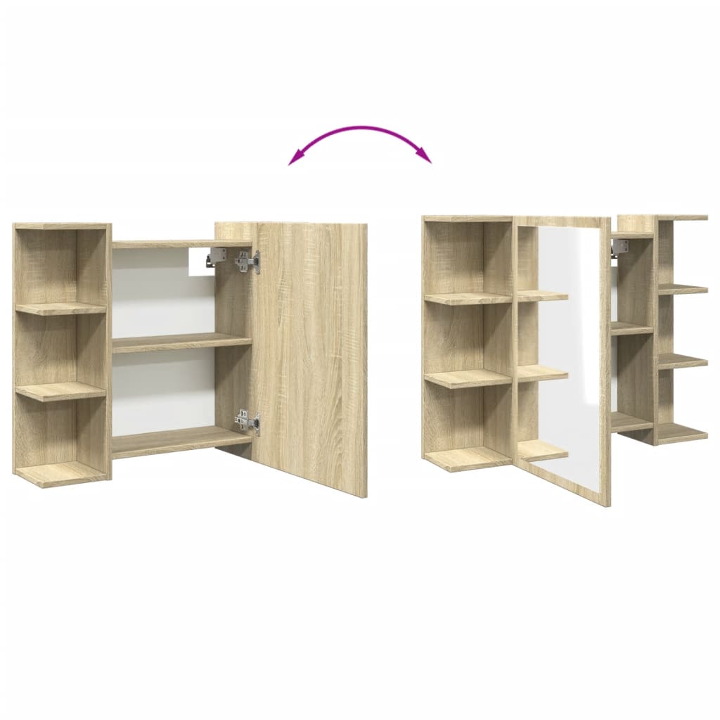 vidaXL Bathroom Mirror Cabinet Sonoma Oak 80x20.5x64cm Engineered Wood