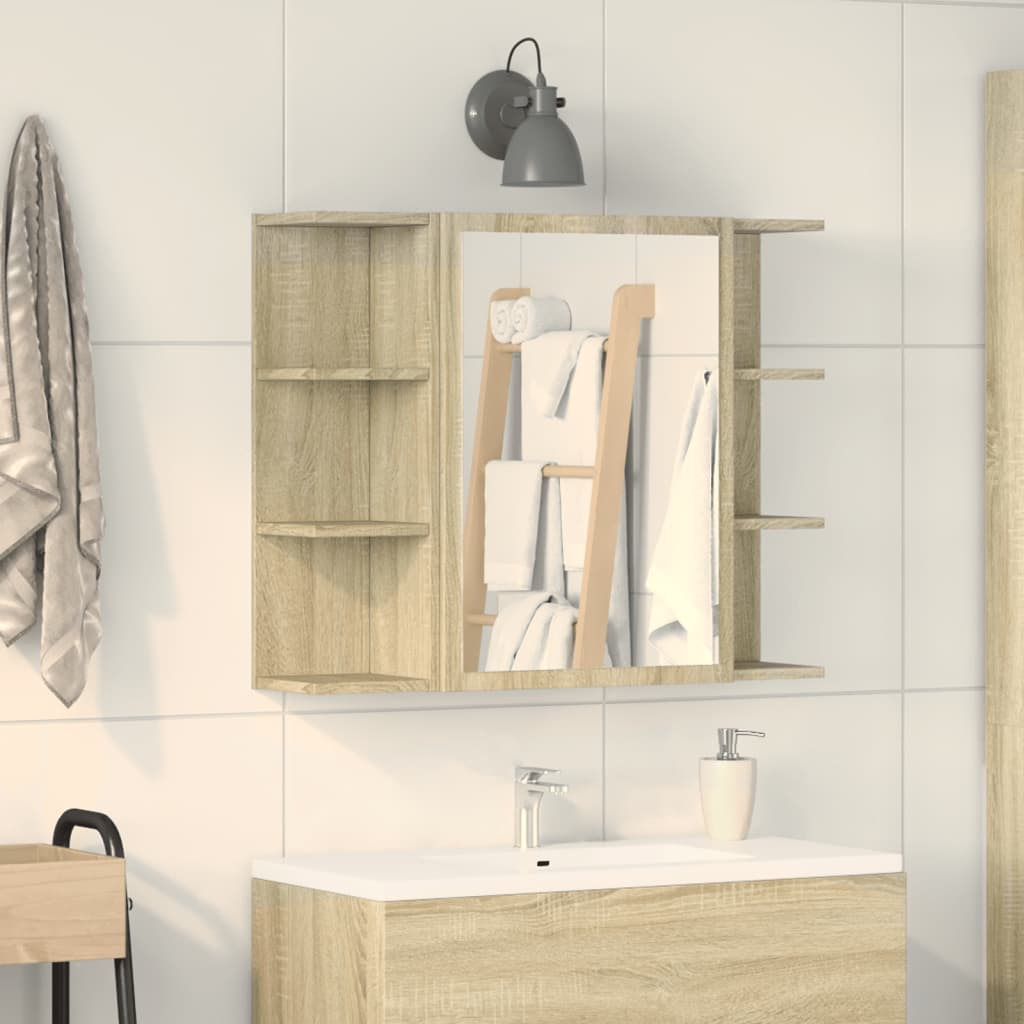 vidaXL Bathroom Mirror Cabinet Sonoma Oak 80x20.5x64cm Engineered Wood