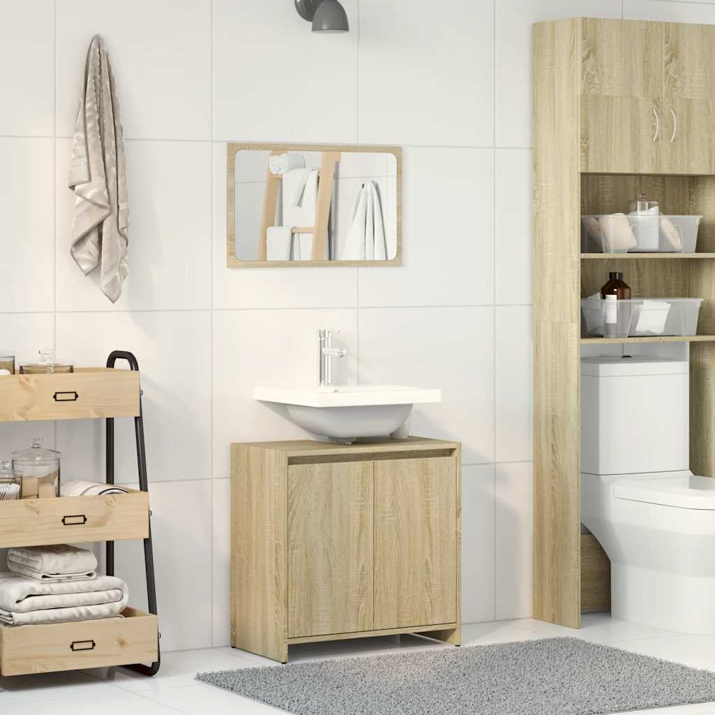 vidaXL 2 Piece Bathroom Furniture Set Sonoma Oak Engineered Wood