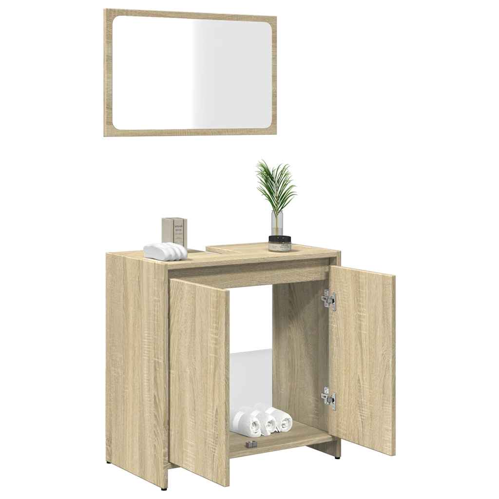 vidaXL 2 Piece Bathroom Furniture Set Sonoma Oak Engineered Wood