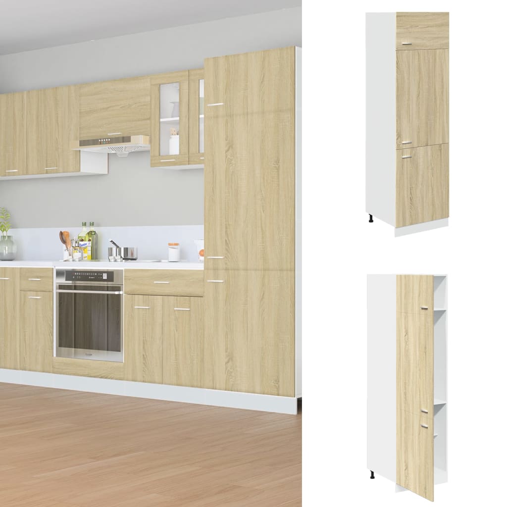 vidaXL Refrigerator Cabinet Lyon Sonoma Oak 60x57x207 cm Engineered Wood