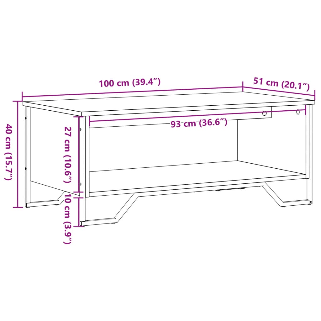 vidaXL Coffee Table Sonoma Oak 100x51x40 cm Engineered Wood