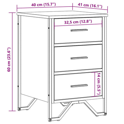 vidaXL Bedside Cabinet Smoked Oak 40x41x60 cm Engineered Wood