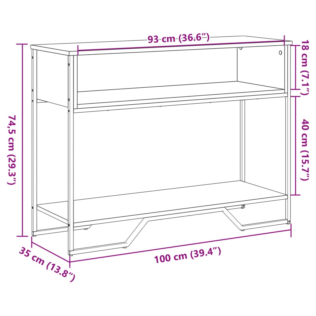 vidaXL Console Table Brown Oak 100x35x74.5 cm Engineered Wood