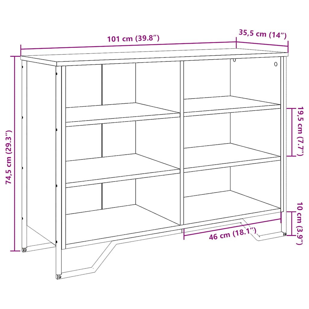 vidaXL Sideboard Black 101x35.5x74.5 cm Engineered Wood
