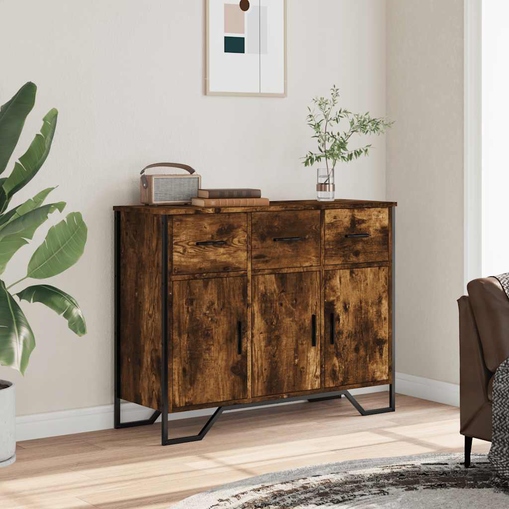 vidaXL Sideboard Smoked Oak 97x32,5x74,5 cm Engineered Wood